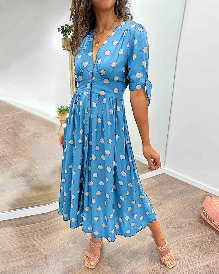 Hannah™ | Elegant Polka Dot Dress