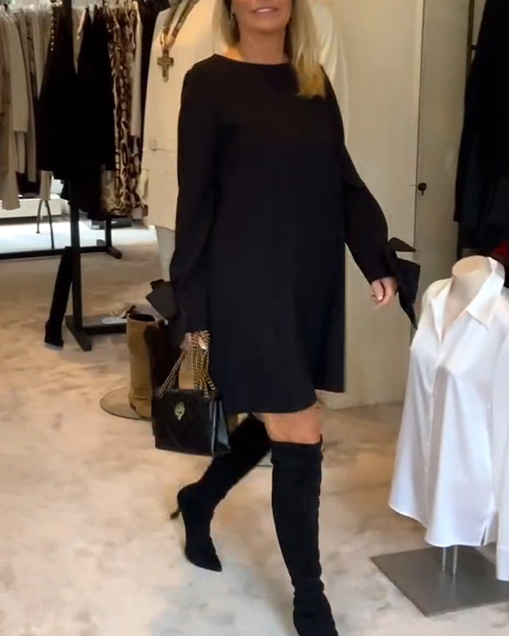 Alice - Elegant Dress Round Neck Sleeve Bow