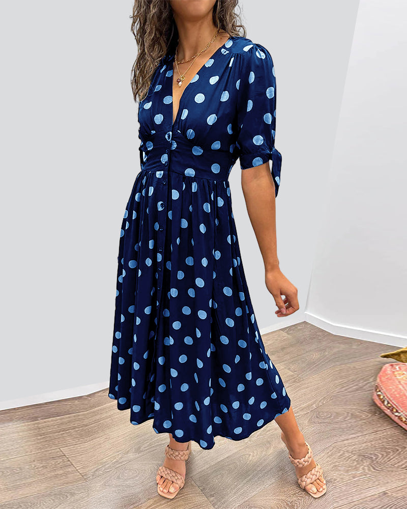 Hannah™ | Elegant Polka Dot Dress