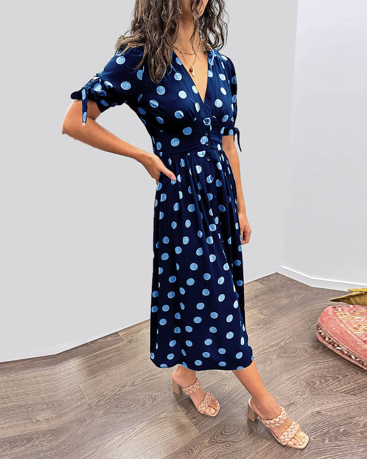 Hannah™ | Elegant Polka Dot Dress