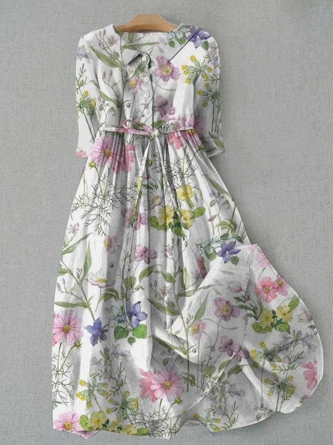 Penelope® - Summer Floral A-Line Dress with Waist Ties