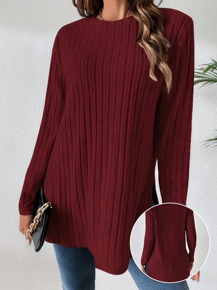 Charlotte - Crew Neck Ribbed T-Shirt