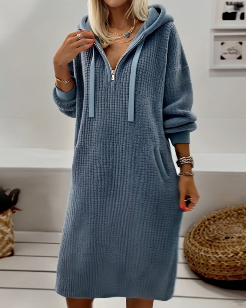 Shannon | Casual Hooded Knit Fleece Dress