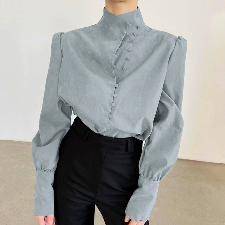 Matilda - Classy Button Front Long Sleeve Blouse