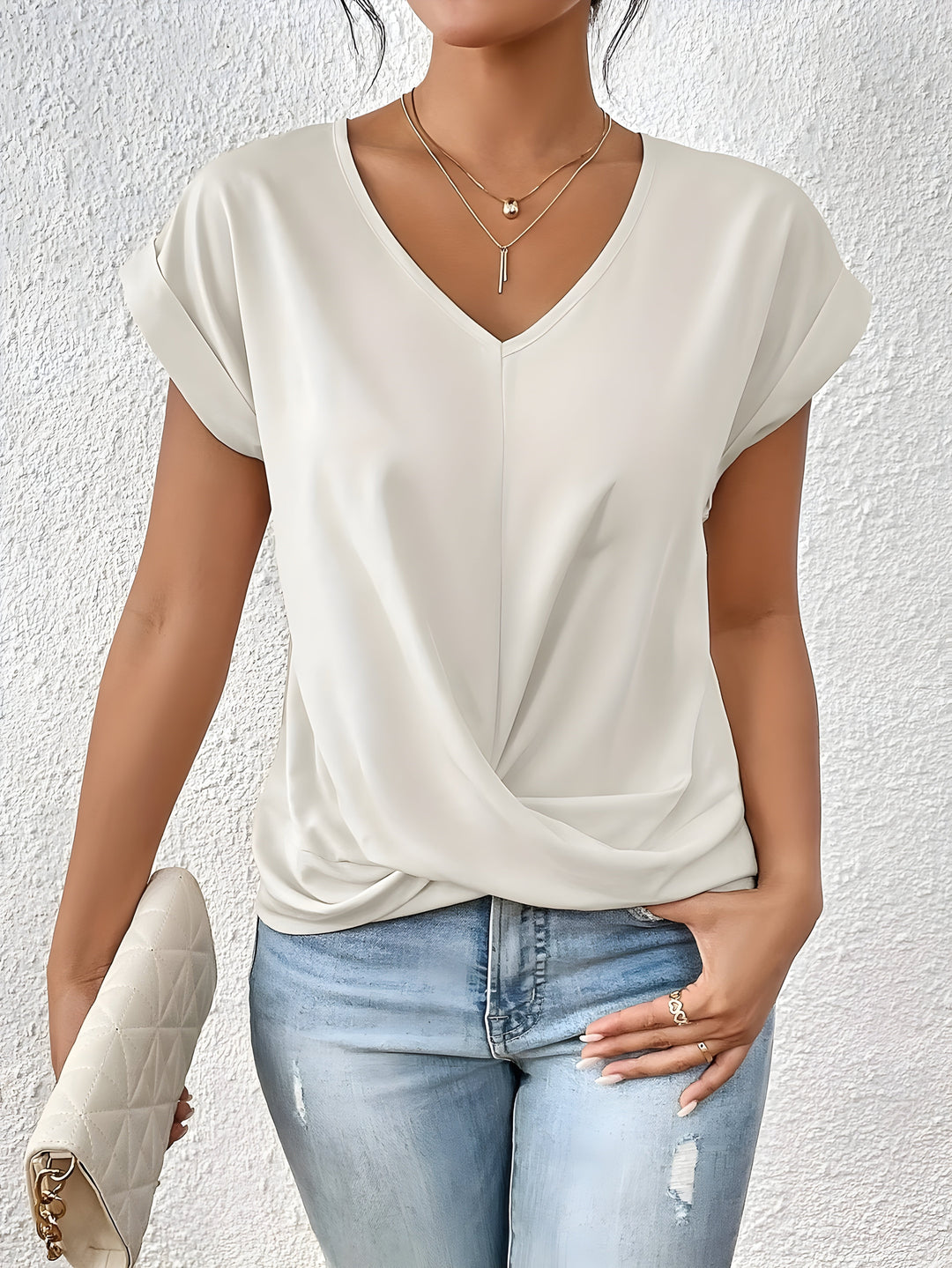 Violet | Twist Front V-Neck Top