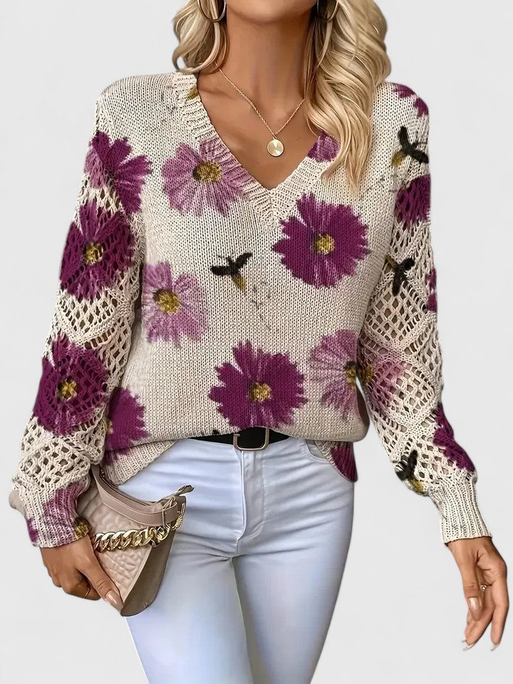Adele | Elegant jumper with floral pattern