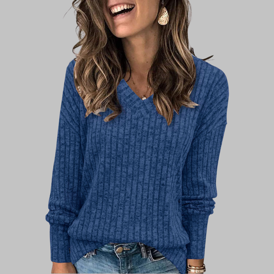 Sophia – Comfy V-Neck Long Sleeve Top