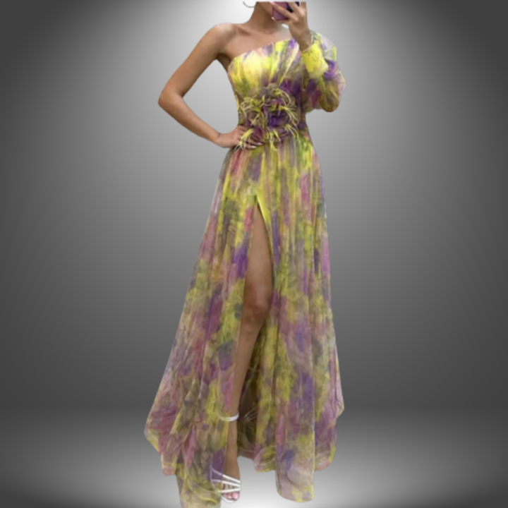 Lily - Elegant One-Shoulder Tie-Dye Party Dress
