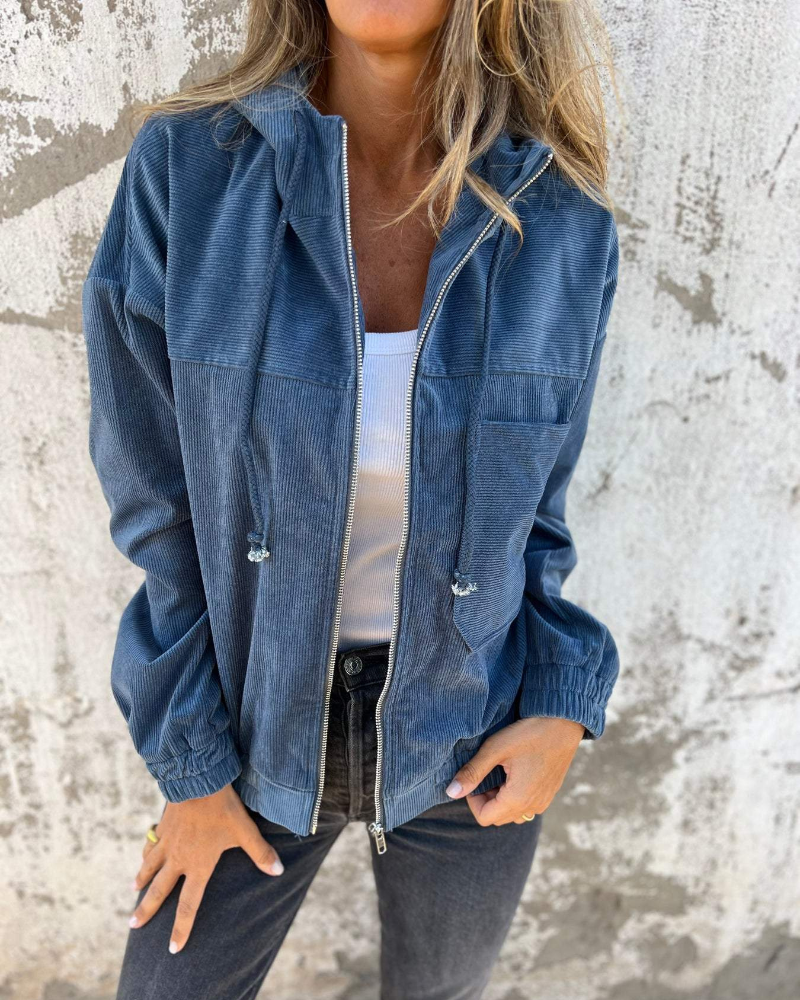 Poppy | Corduroy Hooded Jacket with Zip