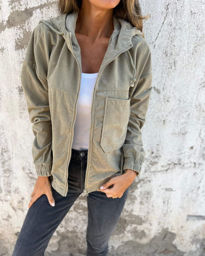 Poppy | Corduroy Hooded Jacket with Zip