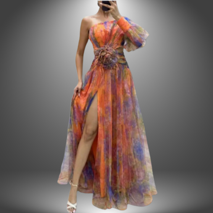 Lily - Elegant One-Shoulder Tie-Dye Party Dress