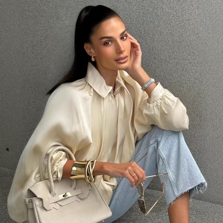 Lynda™ - Oversized Batwing Sleeve Bomber Jacket