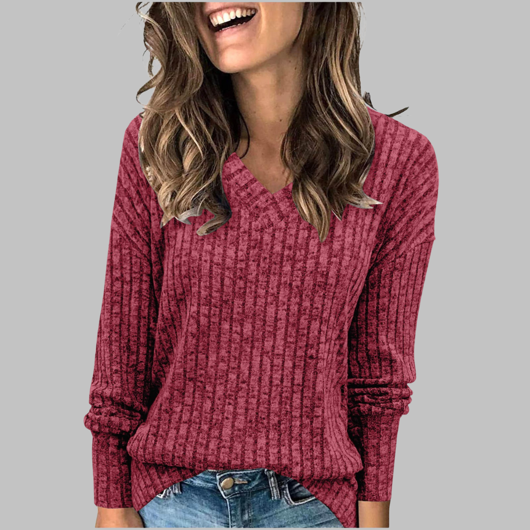 Sophia – Comfy V-Neck Long Sleeve Top