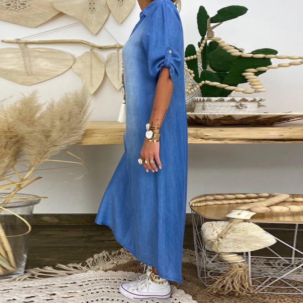 Olivia | Maxi Denim Style Dress