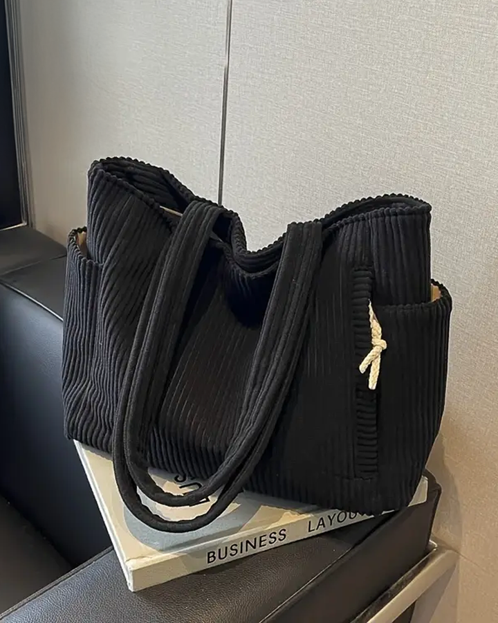 Arabella – Ribbed Tote Bag with Cord Detail