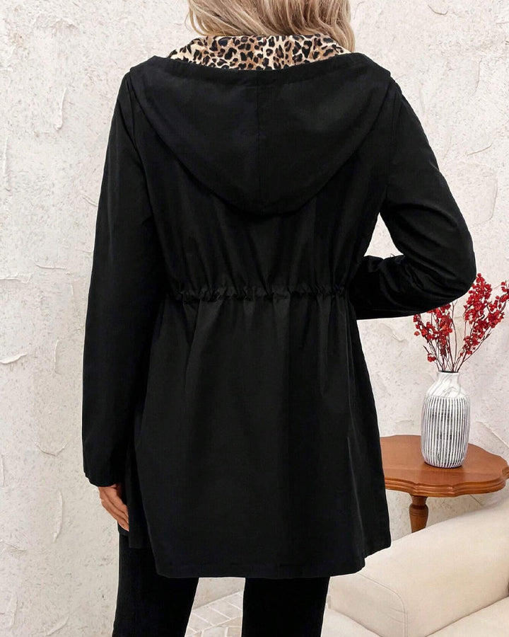 Grace | Reversible Hooded Coat with Leopard Print