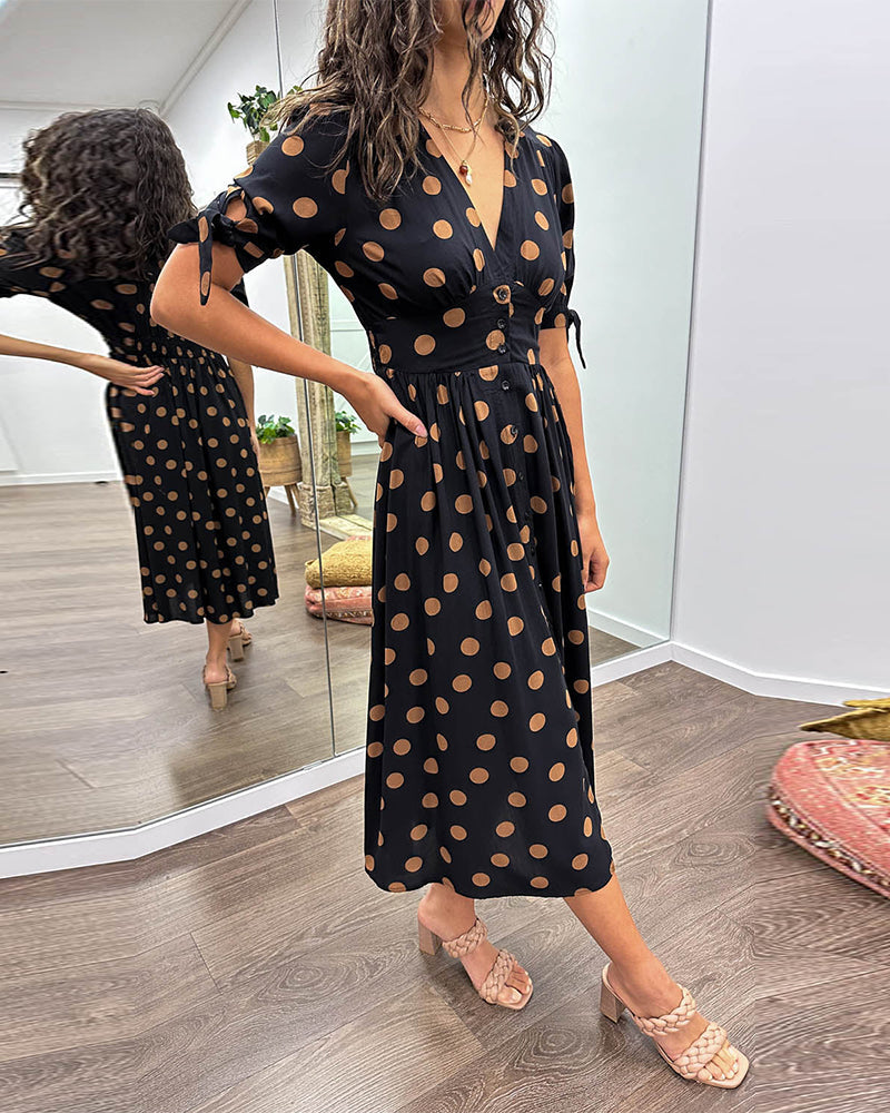 Hannah™ | Elegant Polka Dot Dress