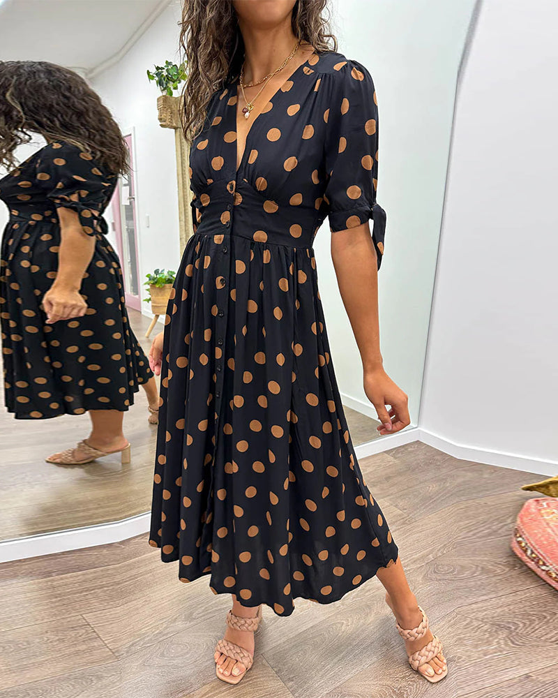Hannah™ | Elegant Polka Dot Dress