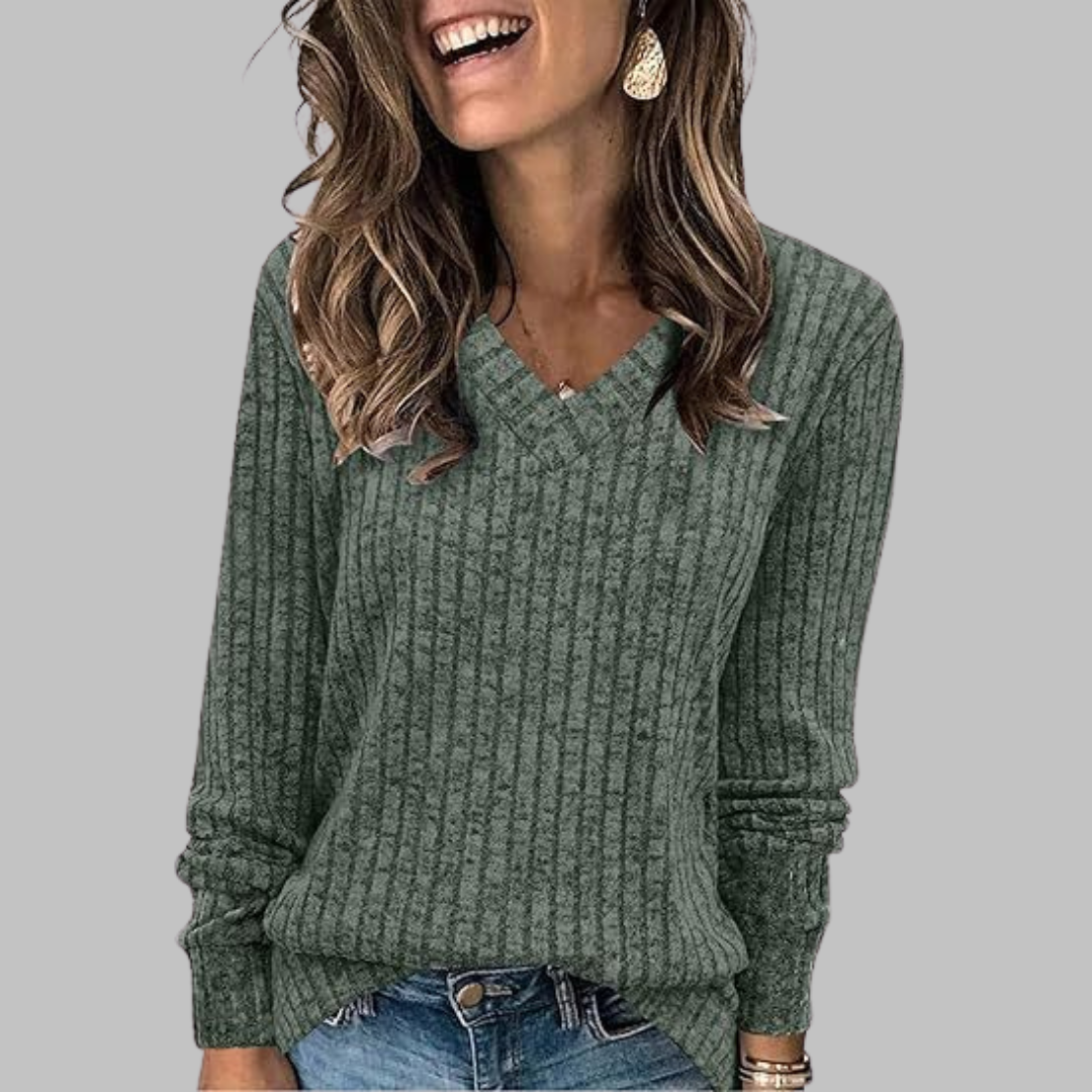 Sophia – Comfy V-Neck Long Sleeve Top