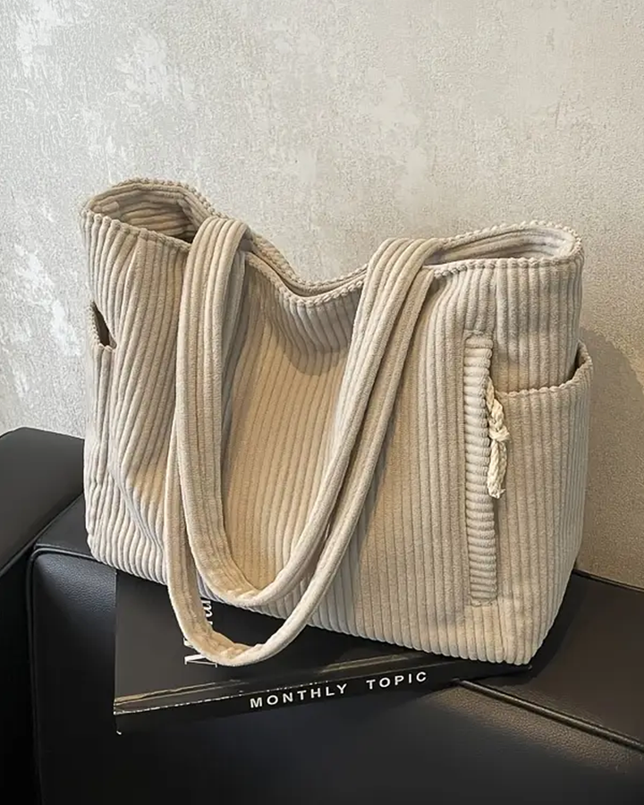 Arabella – Ribbed Tote Bag with Cord Detail