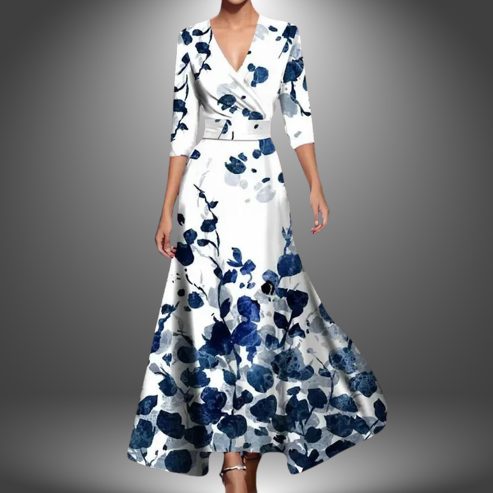 Amelia - Flattering V-Neck Half Sleeve Boho Maxi Dress
