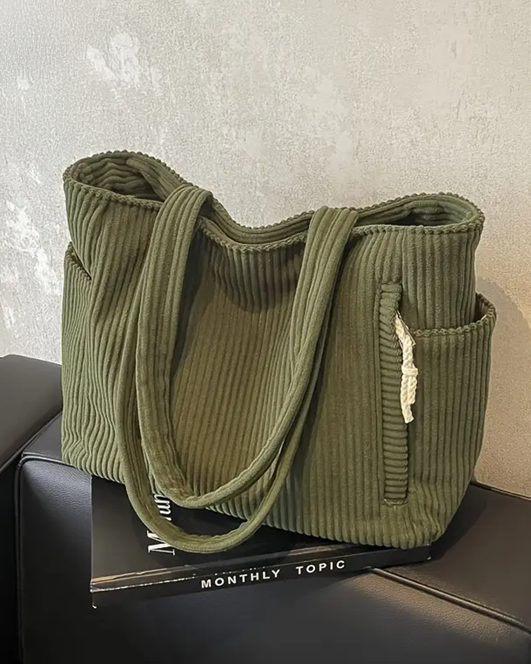 Arabella – Ribbed Tote Bag with Cord Detail