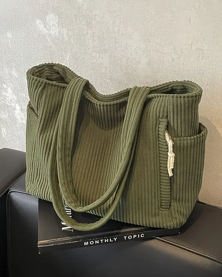 Arabella – Ribbed Tote Bag with Cord Detail