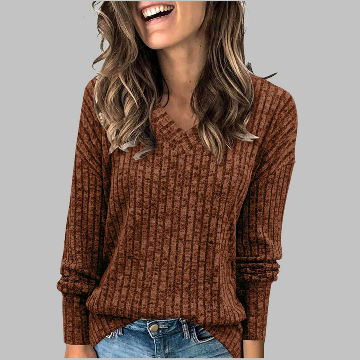 Sophia – Comfy V-Neck Long Sleeve Top