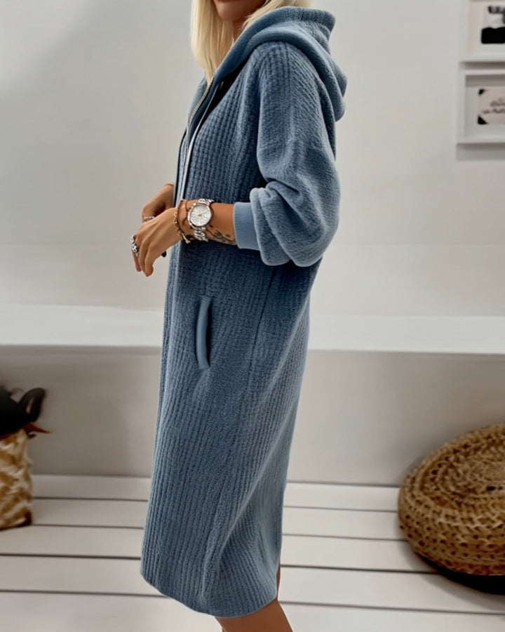 Shannon | Casual Hooded Knit Fleece Dress