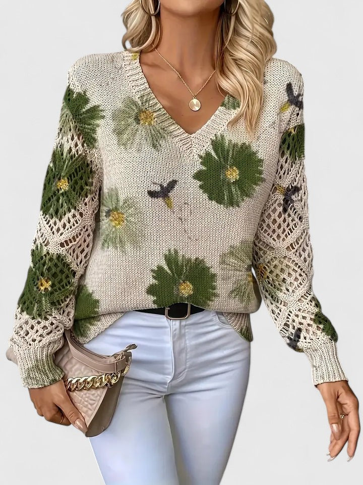 Adele | Elegant jumper with floral pattern