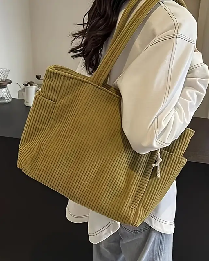 Arabella – Ribbed Tote Bag with Cord Detail