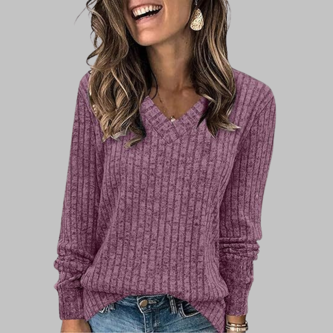 Sophia – Comfy V-Neck Long Sleeve Top