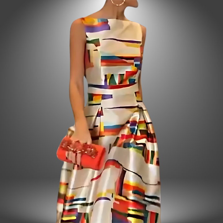 Mia - Elegant Printed Long Party Dress