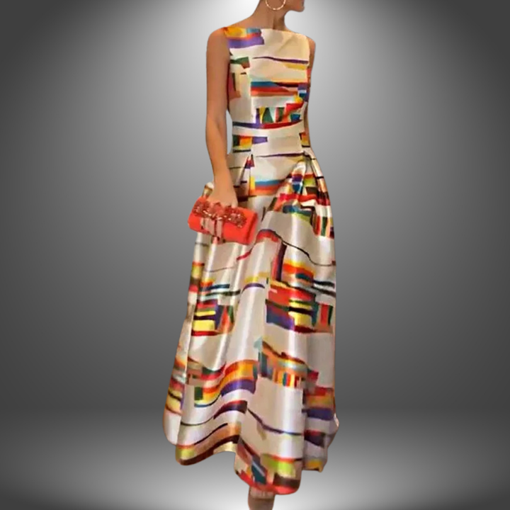 Mia - Elegant Printed Long Party Dress