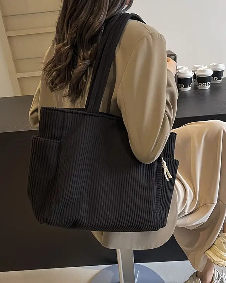 Arabella – Ribbed Tote Bag with Cord Detail