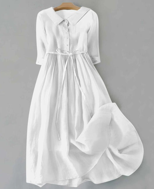 Anastasia® - Elegant Short Sleeve Dress with Waist Ties