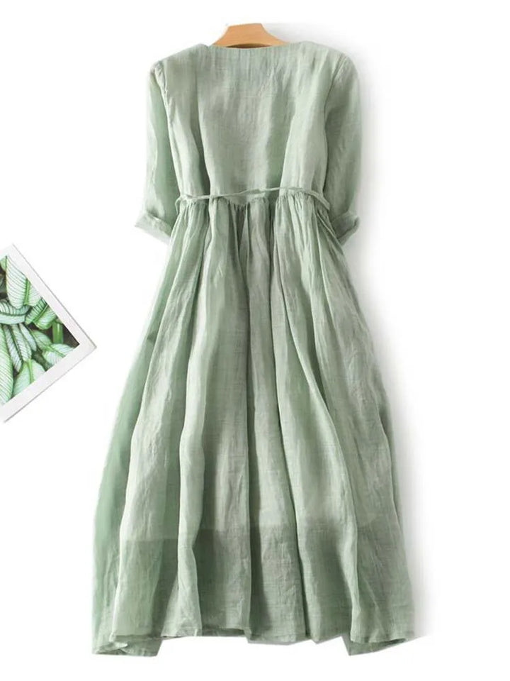 Aria® - Women's Retro Style Dress with Round Neck
