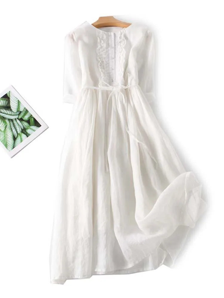 Aria® - Women's Retro Style Dress with Round Neck