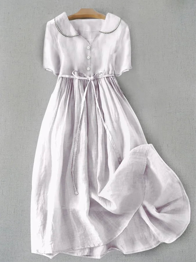 Camilla® - Elegant Cotton and Linen Mid-Length Dress