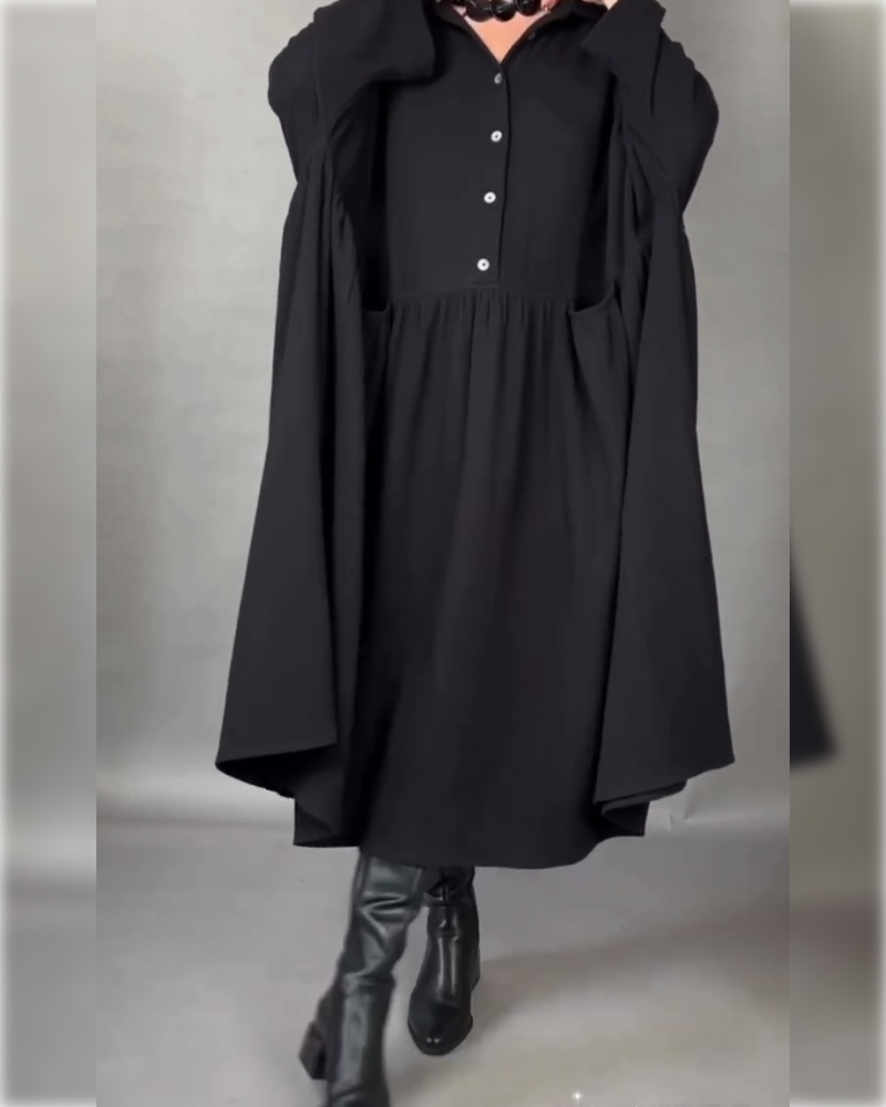 Catherine | Oversized A-Line Dress with Button Collar