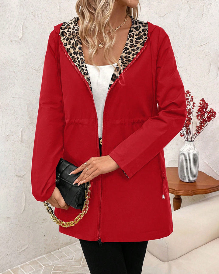 Grace | Reversible Hooded Coat with Leopard Print