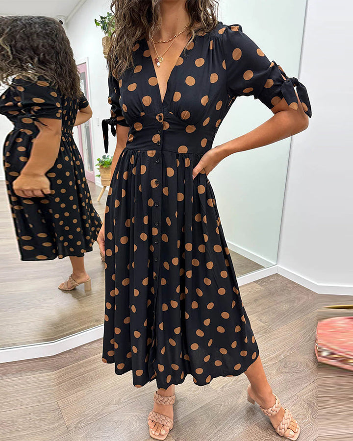Hannah™ | Elegant Polka Dot Dress