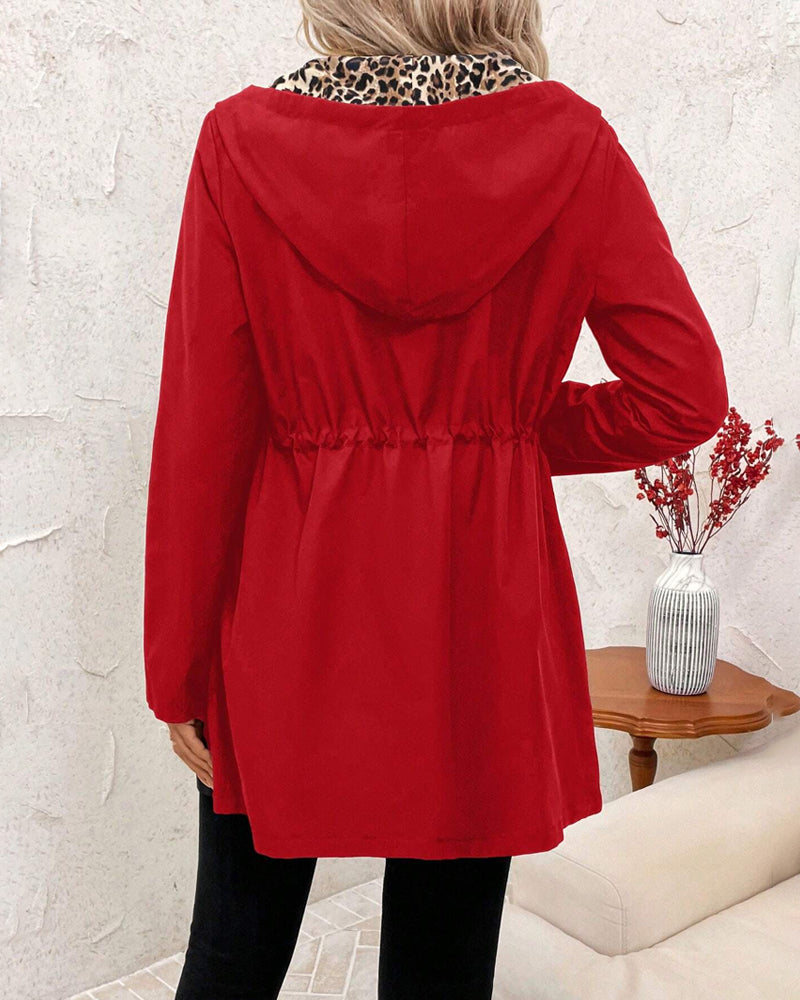 Grace | Reversible Hooded Coat with Leopard Print